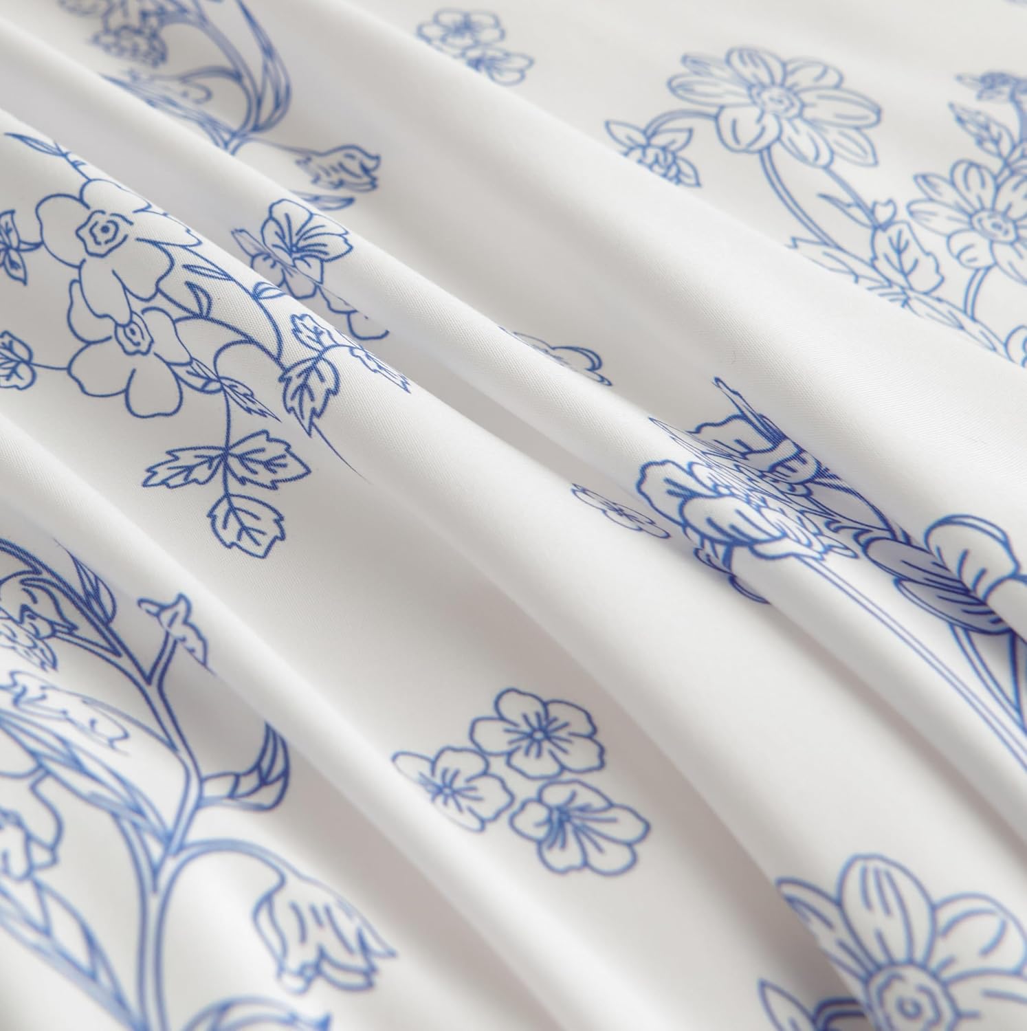 Blue Floral Duvet Cover Queen White Floral Bedding Set 3 Pieces Soft Breathable Spring Botanical Garden Aesthetic Cottagecore Reversible Comforter Cover with Zipper Closure and 2 Pillowcases - Image 7