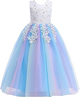 Little/Big Girls Lace Bridesmaid Dress Flower Kid Wedding Ball Gown Toddler Princess Pageant Evening Dresses