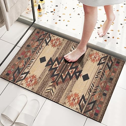 Rustic Southwestern Door Mat Tribal Geometric Entrance Doormat Home Floor