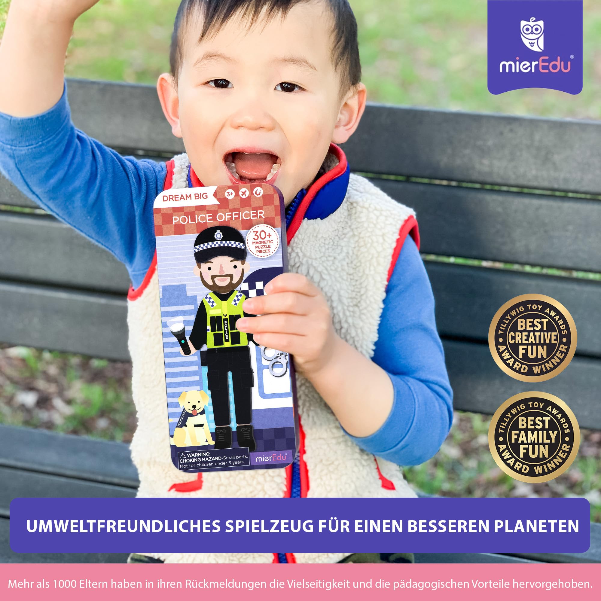 mierEdu Juego magnético de policía – promueve la motricidad y la imaginación, perfecto para casa y de viaje, juego de vestir magnético para niños a partir de 3 años