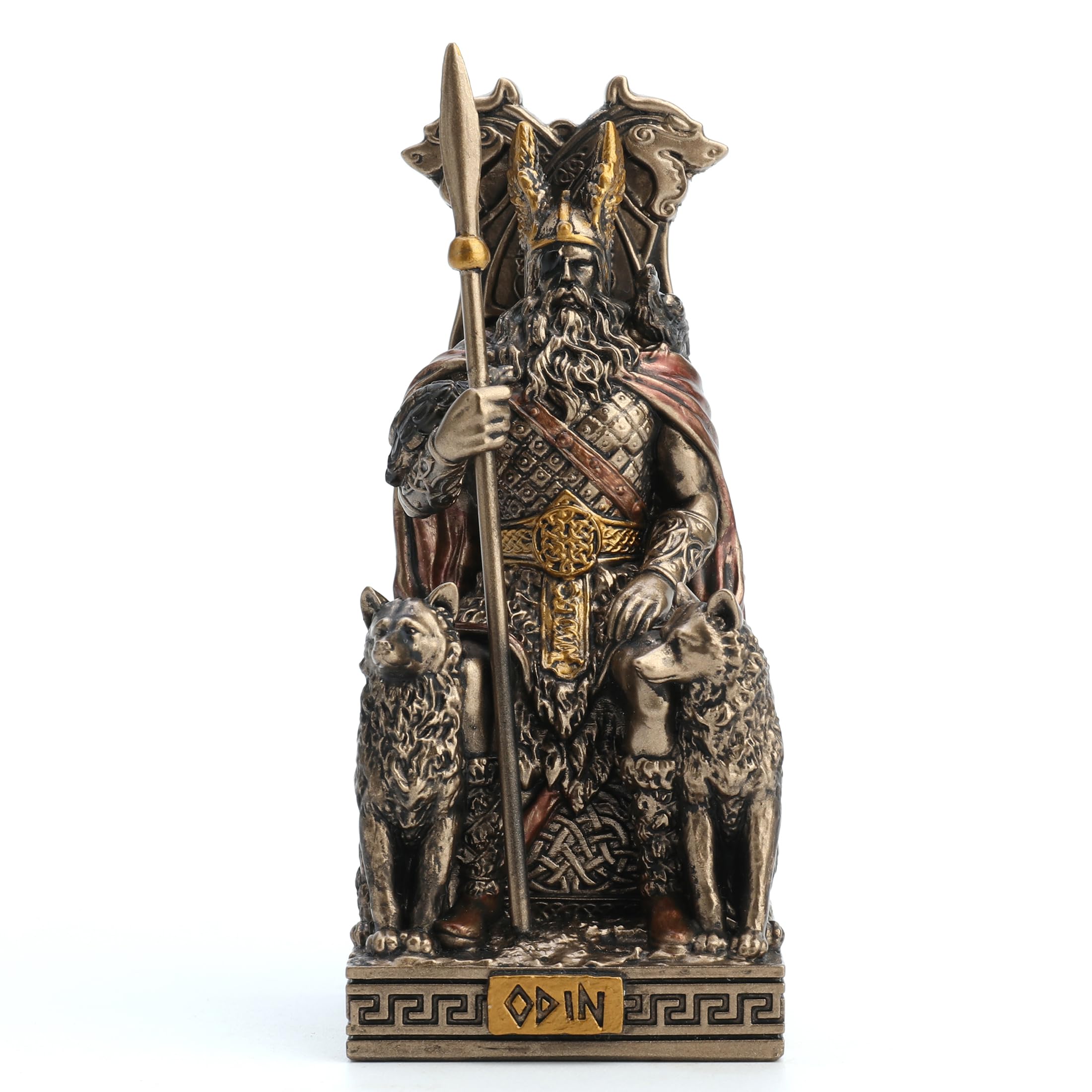 Veronese Design 3 1/2 Inches Norse God All Father Odin Sitting on Throne Miniature Resin Figurine Handpainted Bronze Finish