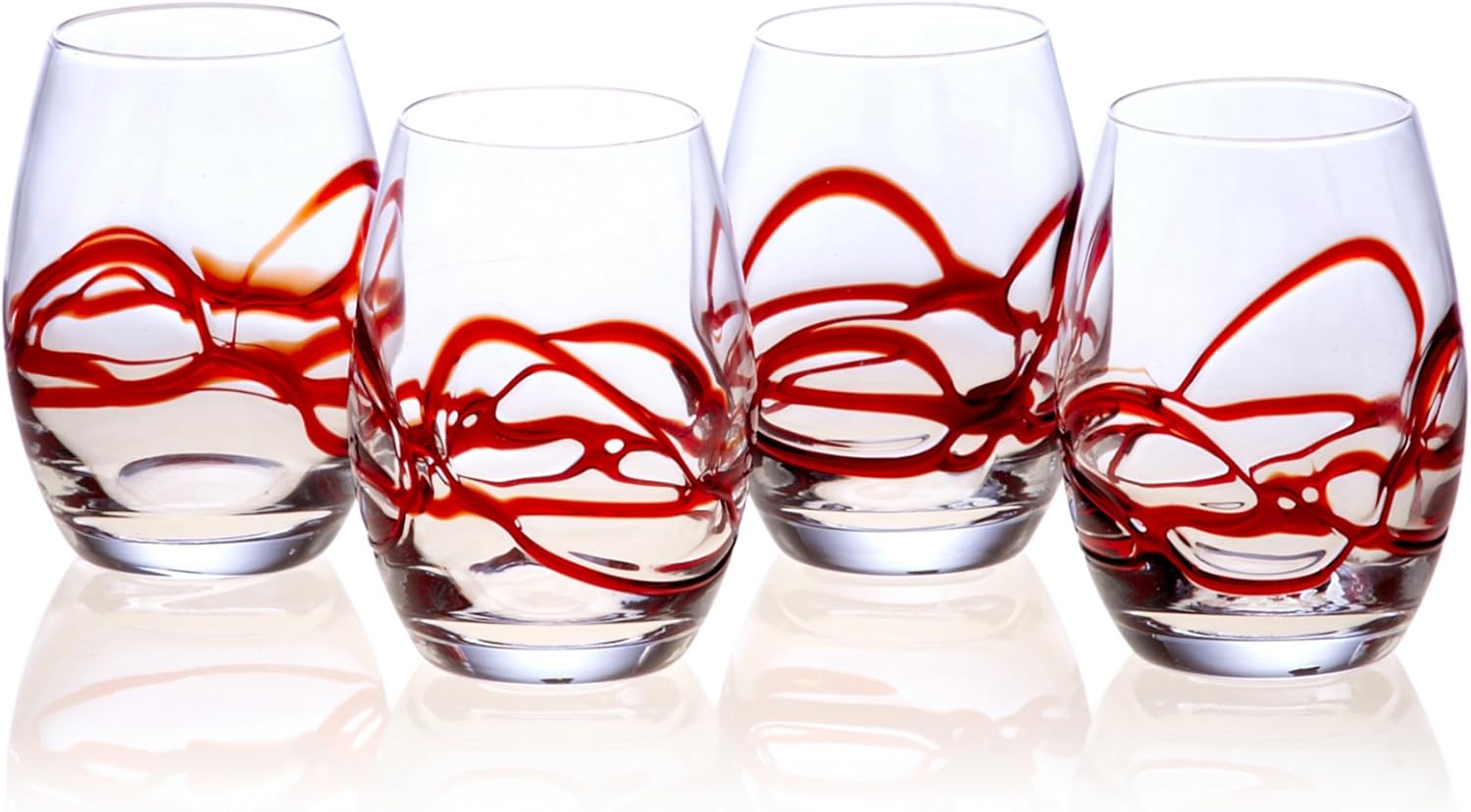 Bormioli Rocco Set of 4 Ceralacca Beverage Glasses, Red