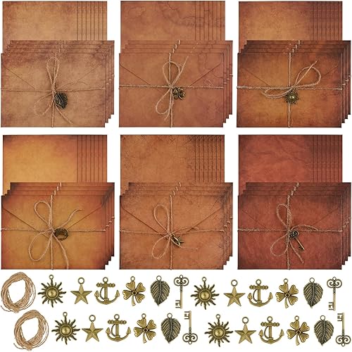 Juego de papel estacionario vintage y sobres, letras y sobres de papel de papelería para escribir, incluye hojas de papel de letras antiguas, sobres