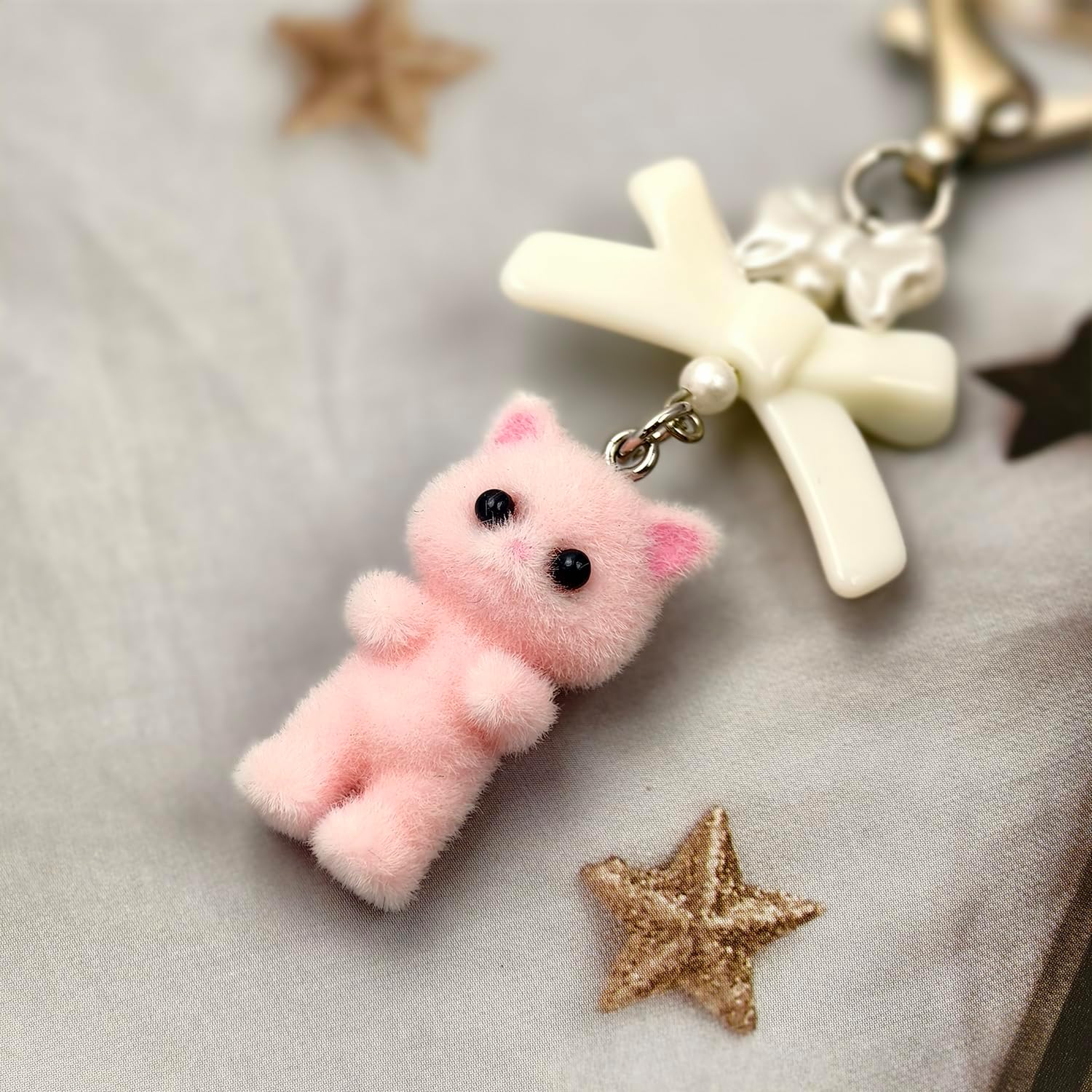 AGEN KGEN Cute Keychain Charms, Fuzzy Cat Decor Gifts for Women Gifts Bags Purses, Y2K Kawaii Bag Charm image 3
