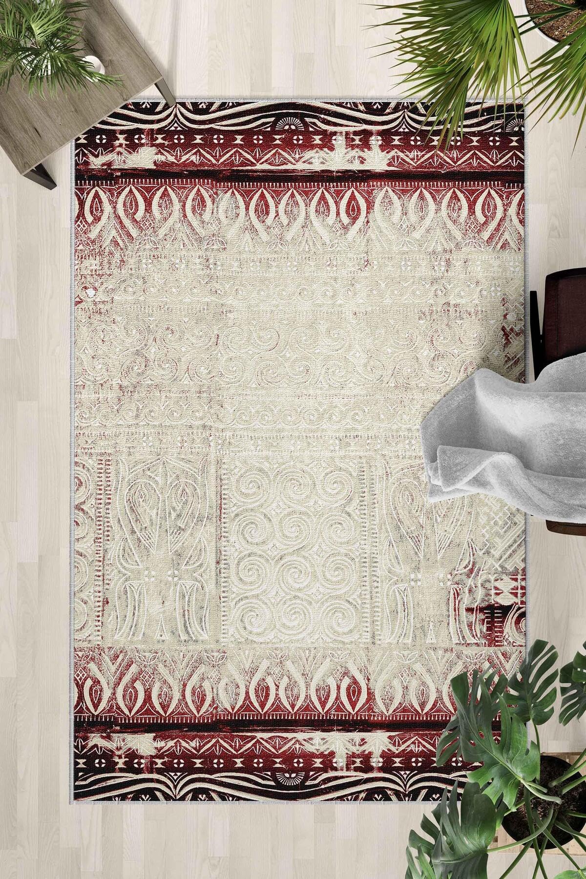 Monnhein Çok Renkli Halı 0071 - Yıkanabilir, Kaymaz Taban, Dijital Baskılı, Leke Tutmaz, İnce Hav, Modern Salon, Oturma Odası, Yatak Odası ve Mutfak için Dekoratif Halı