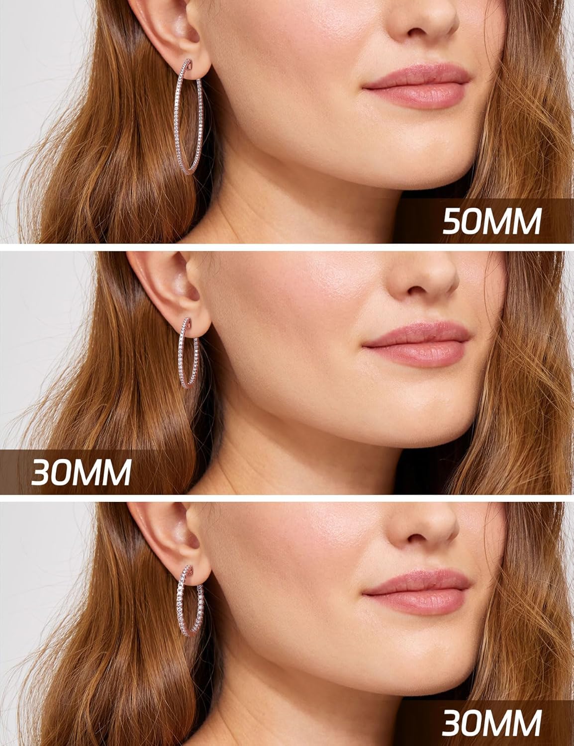 Moissanite Hoop Earrings for Women S925 Sterling Silver D Color VVS1 Round Cut Moissanite Inside Out Round Loops Hypoallergenic Large Huggie Hoop Earrings
