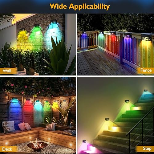 Miniatura 3 de Luces solares para valla al aire libre, paquete de 6 luces solares LED que cambian de color, luces solares impermeables, luces solares decorativas