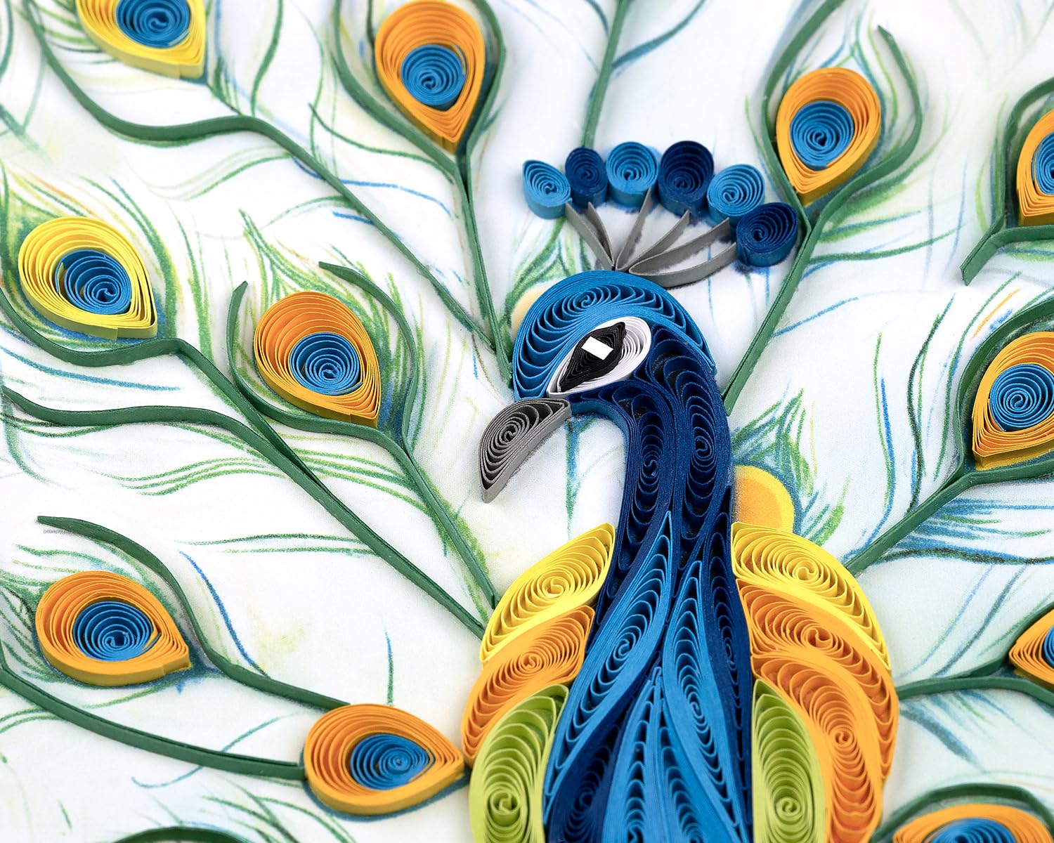 Quilling Bright Peacock Bird Feather Fun Hand-Finished Art Greeting Card Frameable Art, Suitable for Framing in a Card Frame - Image 4