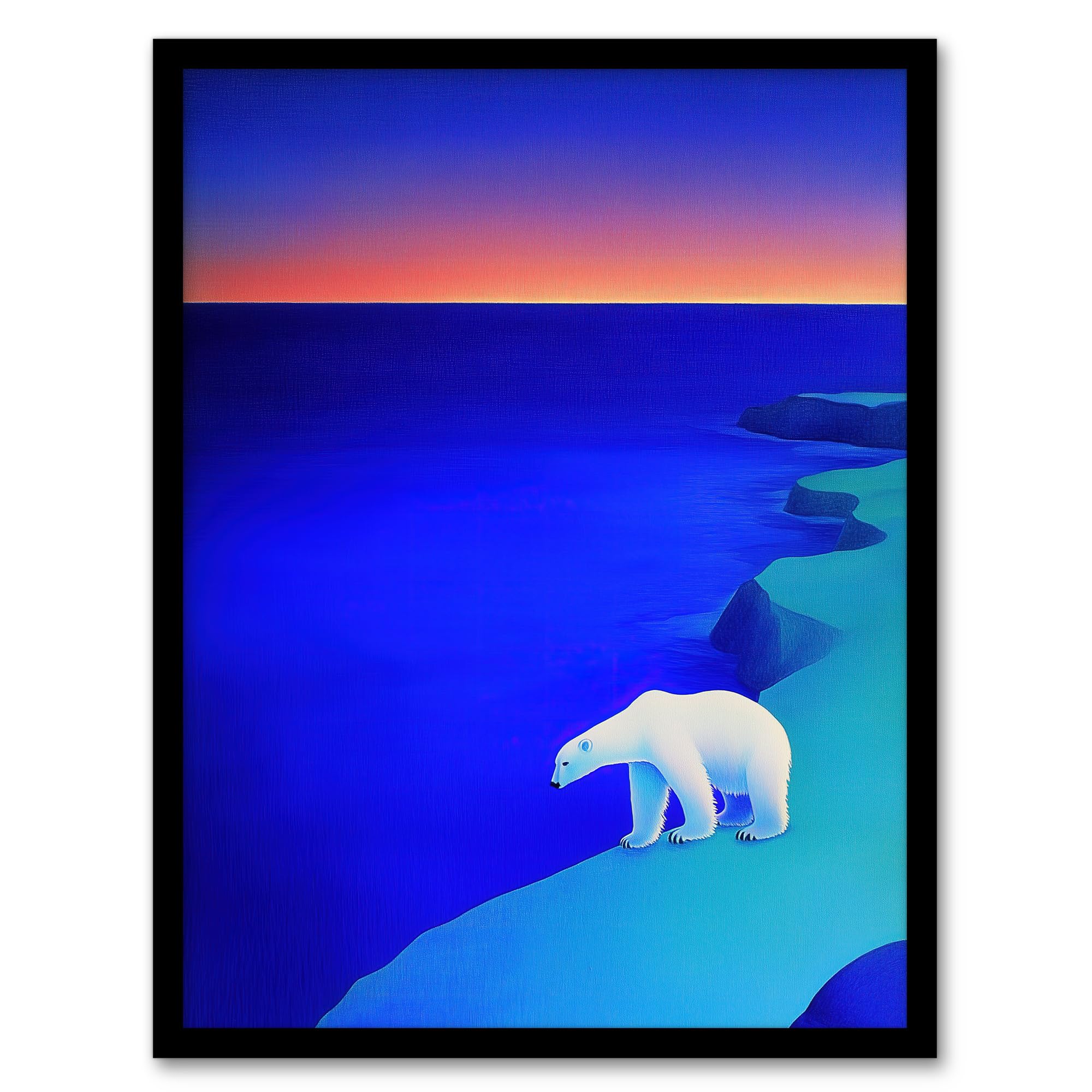 Artery8 Polar Bear Sunset Sky Alaska Ice Landscape Wall Art PrintA4 Size from B&Q