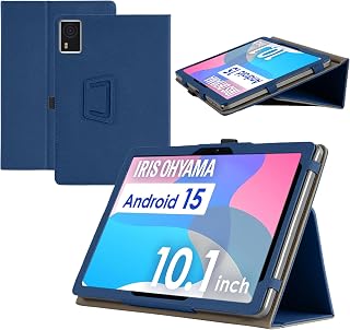 For アイリスオーヤマ LUCA TA10E1W63-V1H / V1N / V1A / V1S ケース 10インチ タブレット カバー RUIXH PU素材 落下防止 滑り止め 傷防止 保護カバー 軽量 でポータブル 内蔵ブラケット機能 ペンスロットデザイン タブレット 保護ケース（ダークブルー）