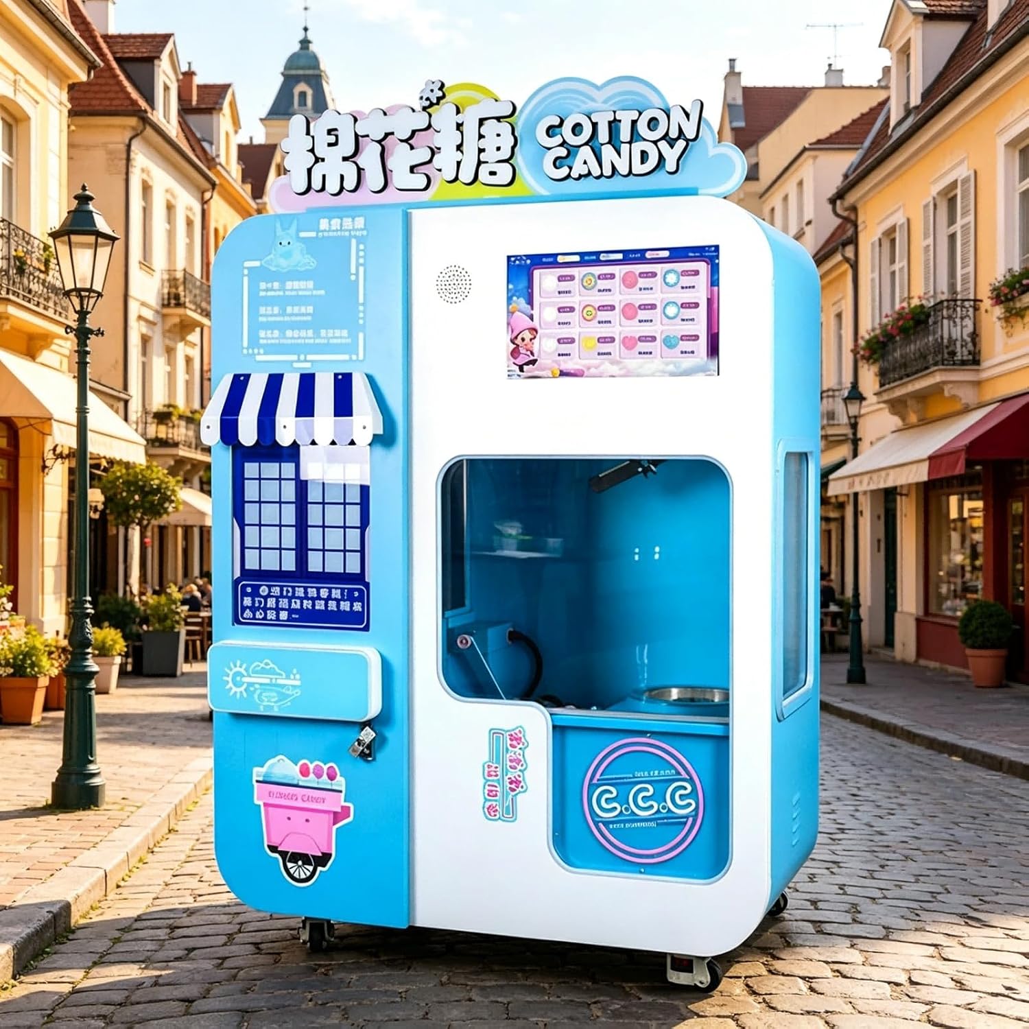 Attractive Design Cotton Candy Vending Machine Eye-Catching Floss Machine for Tourist Attractions, Zoos and Aquariums