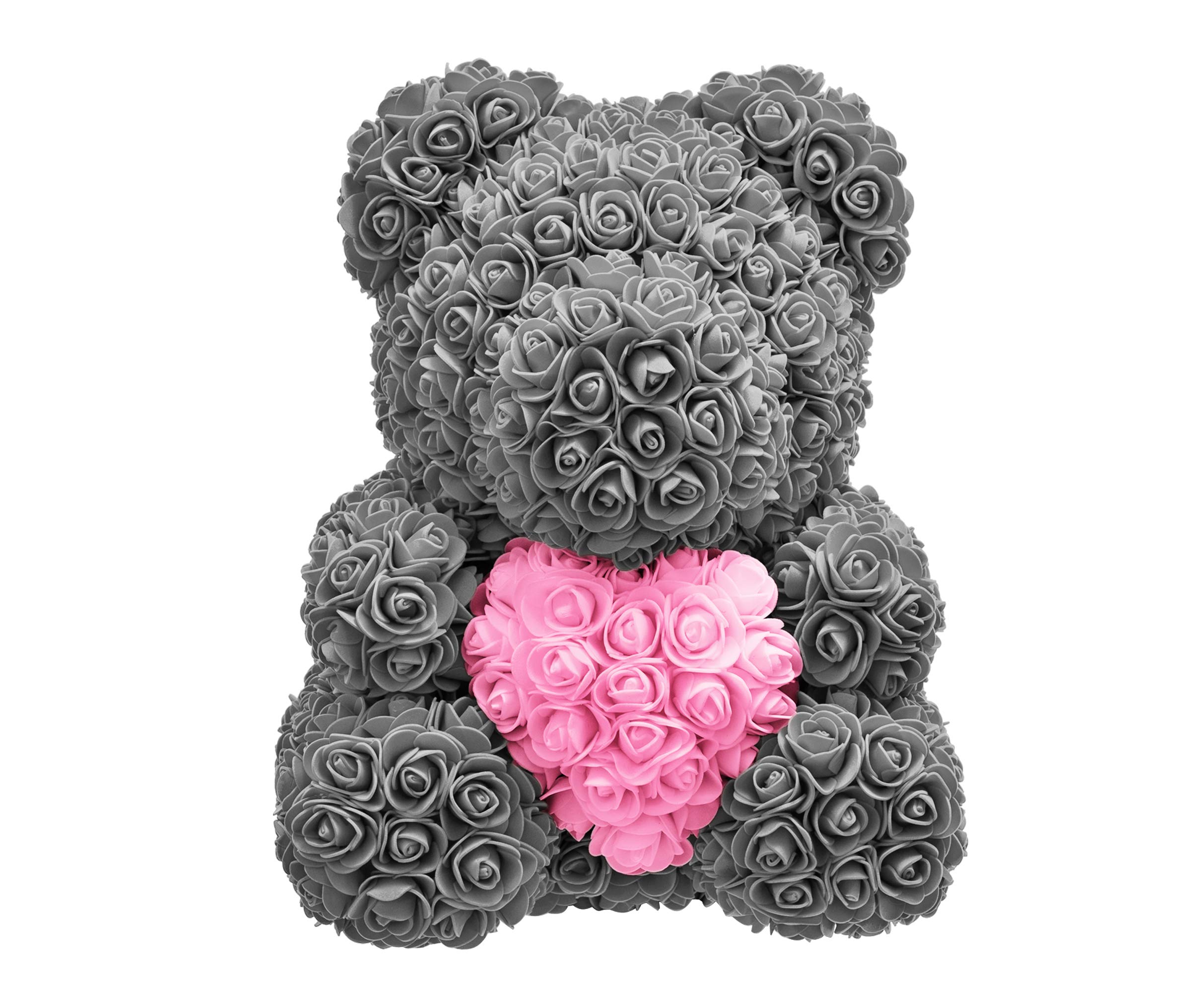 NADIR Rosen Bär Blumenbär mit Geschenkbox, Geburtstagsgeschenk für Frauen, Geschenk für Freundin zum Geburtstag Jahrestag, Rose Bear Teddybär, Geschenk Hochzeitstag