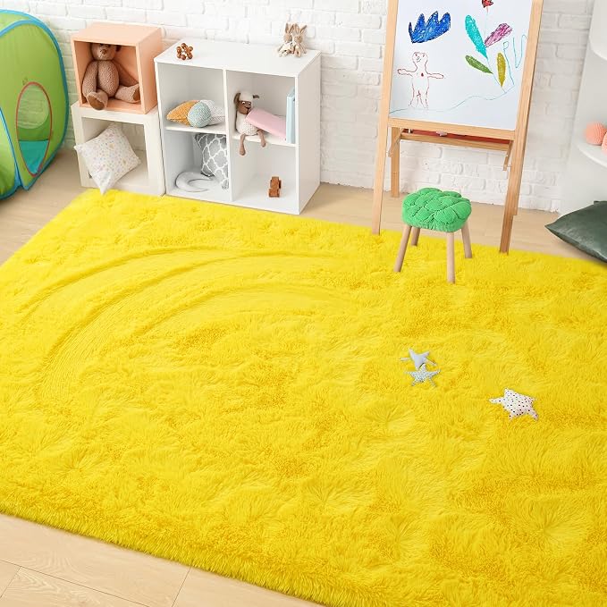 Alfombra Felpuda Amearea 121.92x160.02 cm Amarilla para Dormitorio miniatura 5