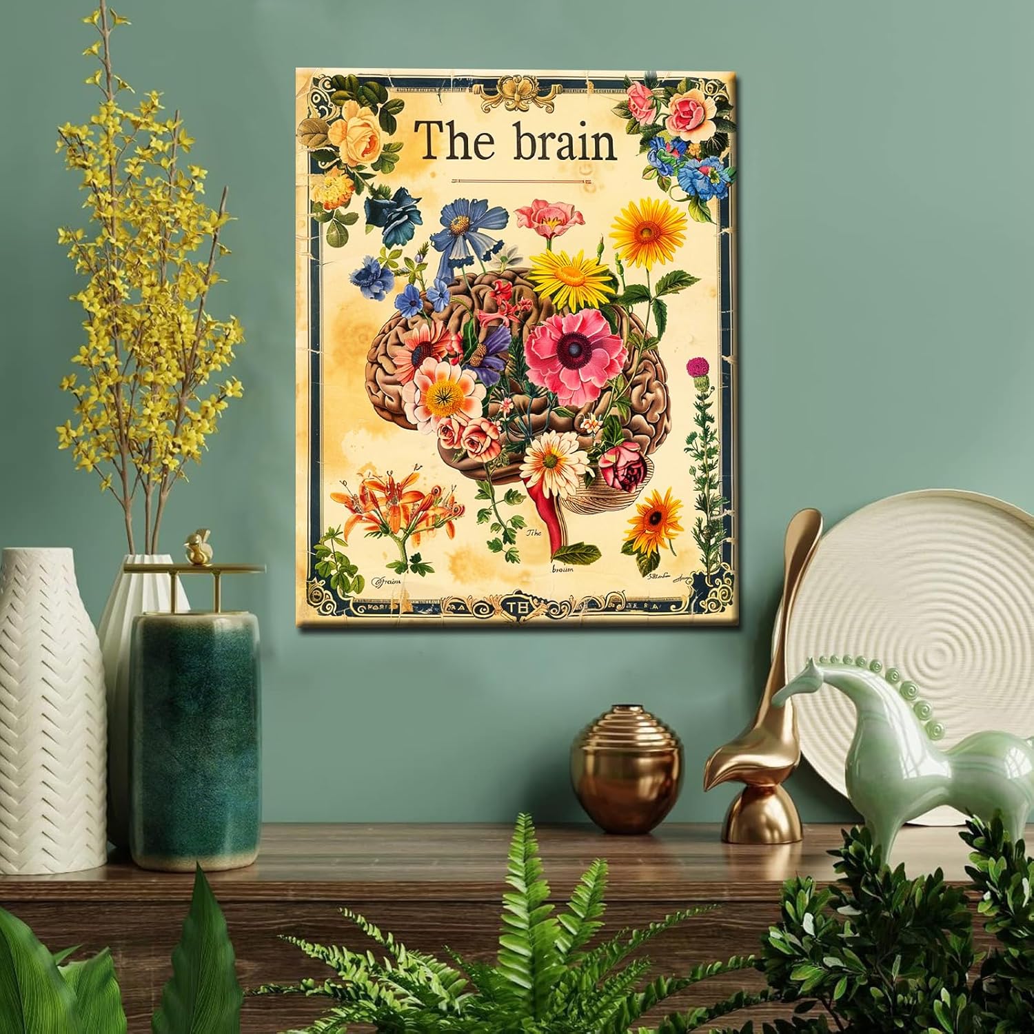 Brain Paint by Number for Children,Blooming with Flowers Painting Kits Acrylic Paints for Home Wall Decor Art Craft Gifts for Friends Paint by Number Kits Adult Brushes and Acrylic 16''W x 20''H