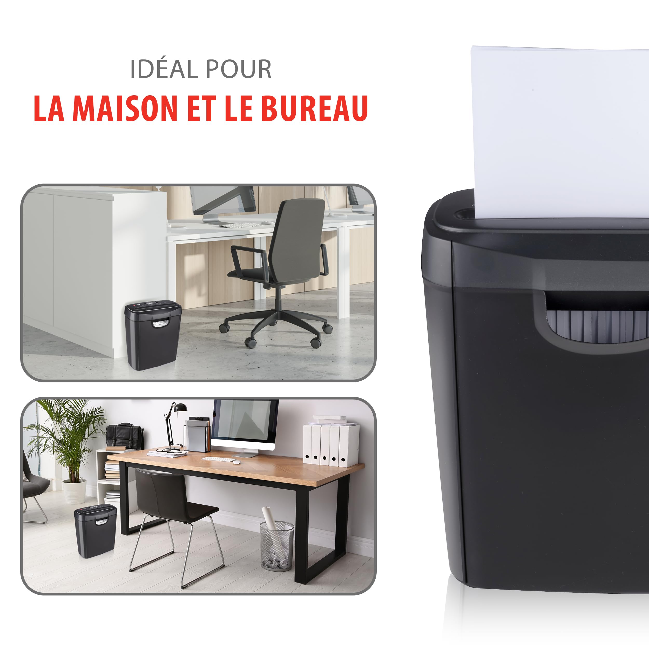 Alpina Destructeur de Documents Papier 6 Feuilles A4 Bac 10L 190W Noir