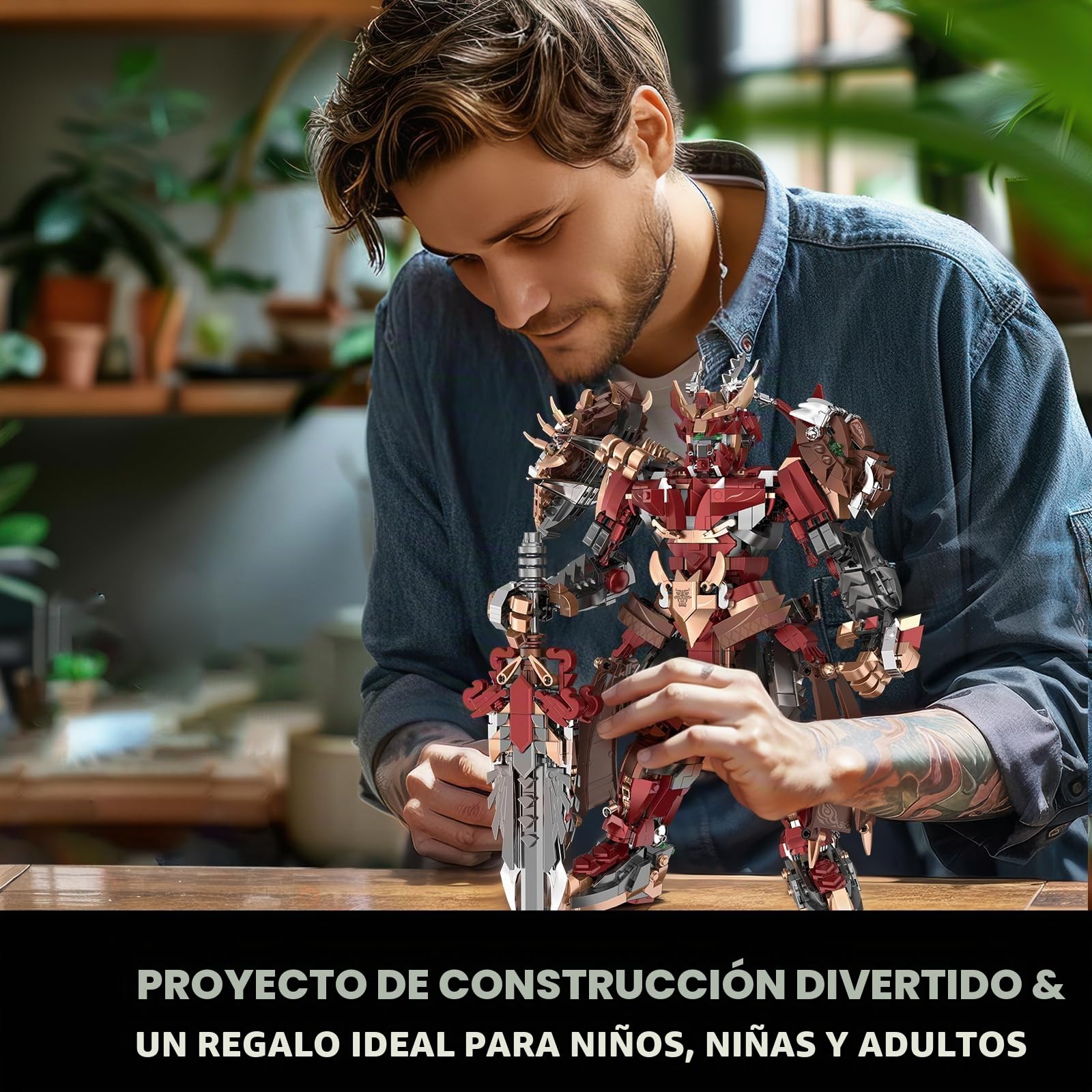 JMBricklayer Mech Robots 70160 - Juego de construcción de robot para adultos, juguete Mecha con espada y articulaciones móviles, colección de modelos Mech, pantalla para el hogar, niños y niñas