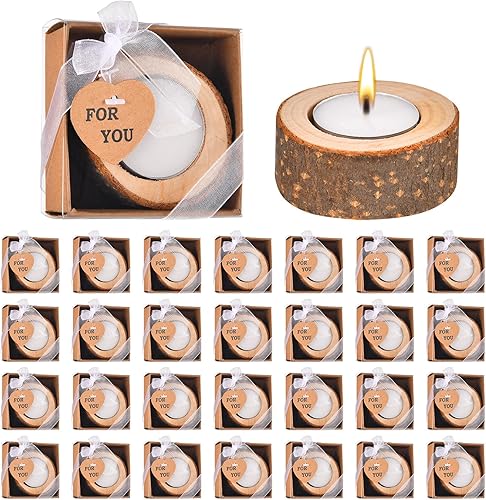 30 candelabros de lámpara de té de madera para regalos de novia, utilizados para bodas rurales, fiestas de boda, recuerdos de boda o regalos de