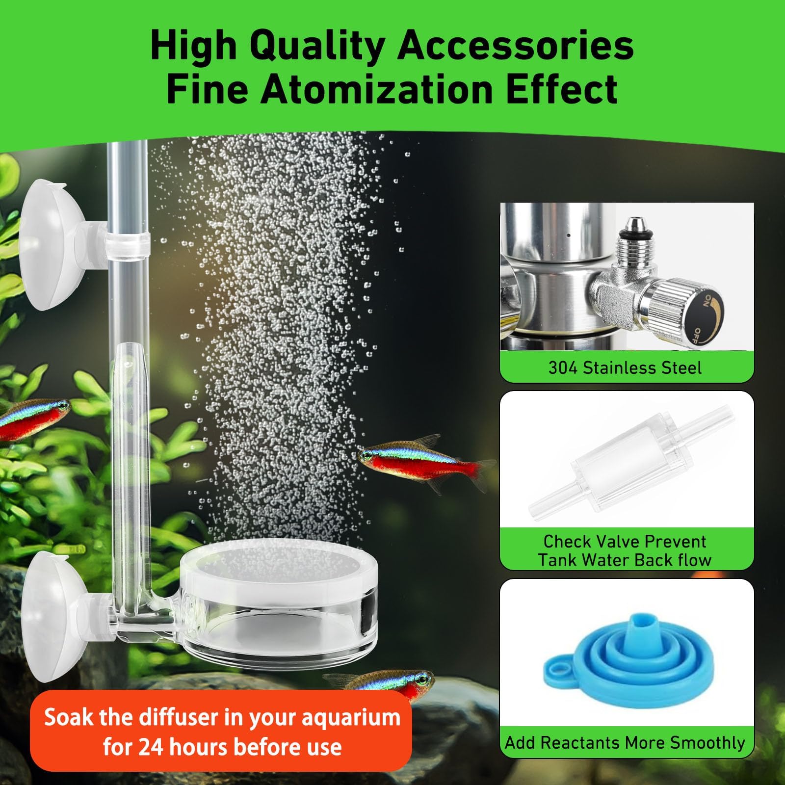 Set completo de acuario de CO2 de 2 l, acero inoxidable, generador de CO2