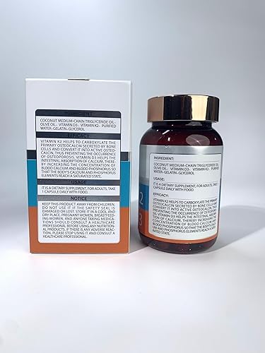 Miniatura 8 de Suplemento de vitamina D3 K2 con vitamina D3 (5000 UI), aceite K2 y MCT, sin OMG, sin gluten, cápsulas fáciles de tragar para la salud ósea, el