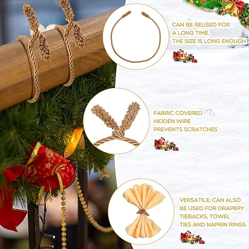Miniatura 21 de Guirnalda de Navidad de 20 pulgadas, lazos decorativos de Navidad para barandilla, lazos giratorios reutilizables y flexibles para Navidad