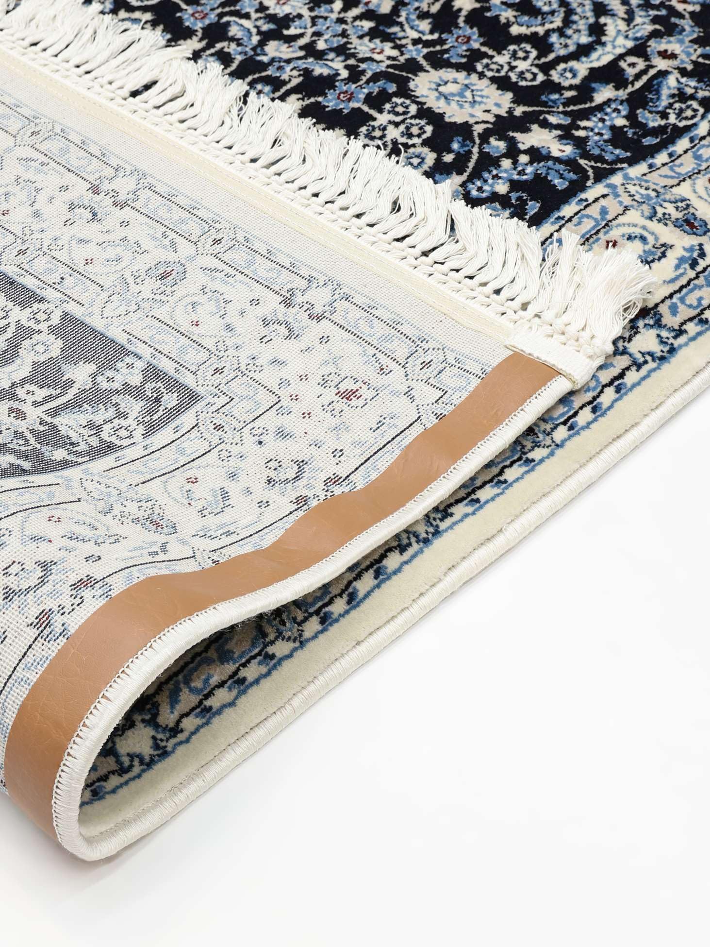 RugVista Nain Florentine Teppich, 80 x 200 cm, Dunkel Blau | Orientalische, Naher Osten, Traditionelle, Nain, Rechteckig, Niedriger Stapel, Nur chemische Reinigung, Oeko-Tex 100