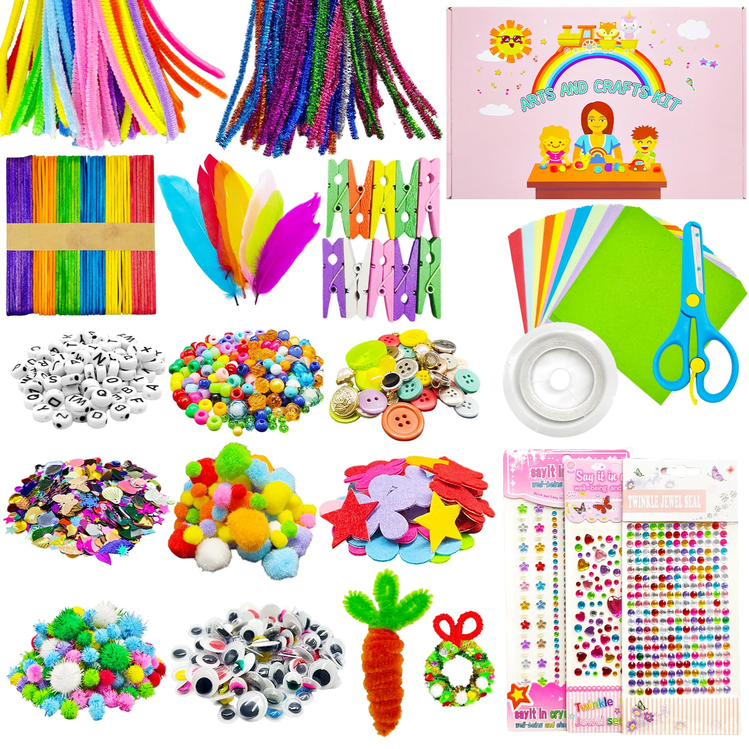 Yeefunjoy 2000 PCS DIY Arts and Craft Supplies Kit for Kids