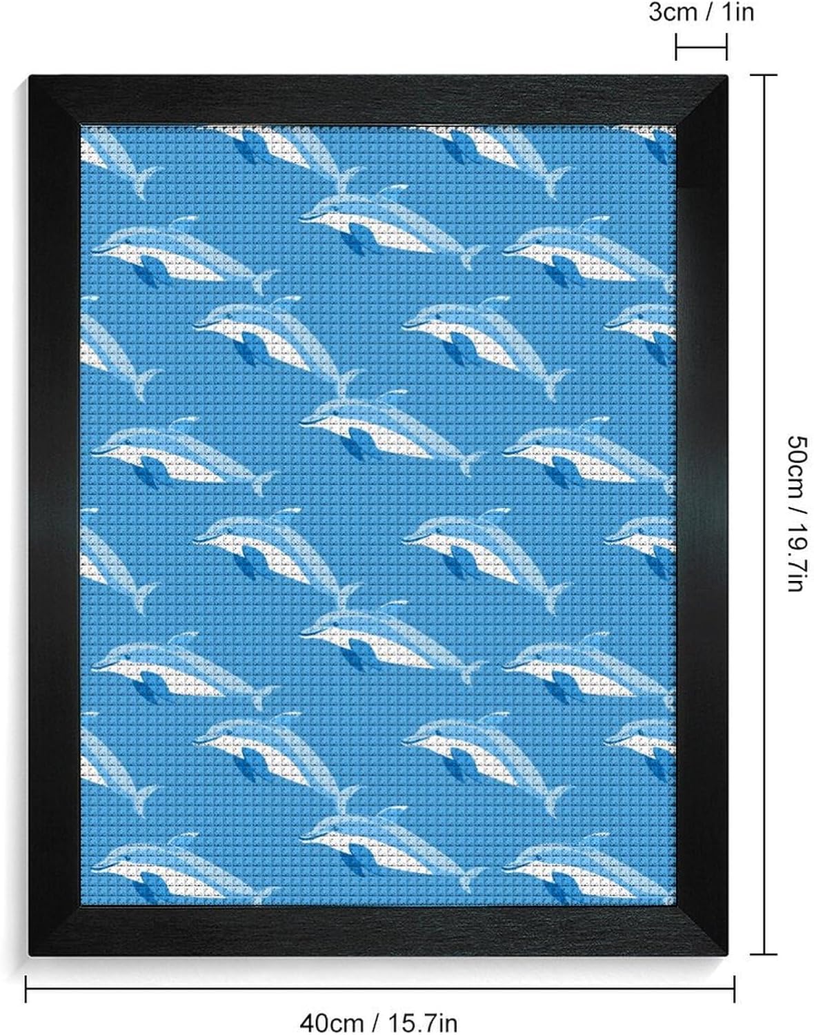 Dolphins Diamond 5D Painting Kits with Frame DIY Full Round Drill Gem Art Crafts for Home Wall Decor 16 X 20in Blackwood 40 * 50cm