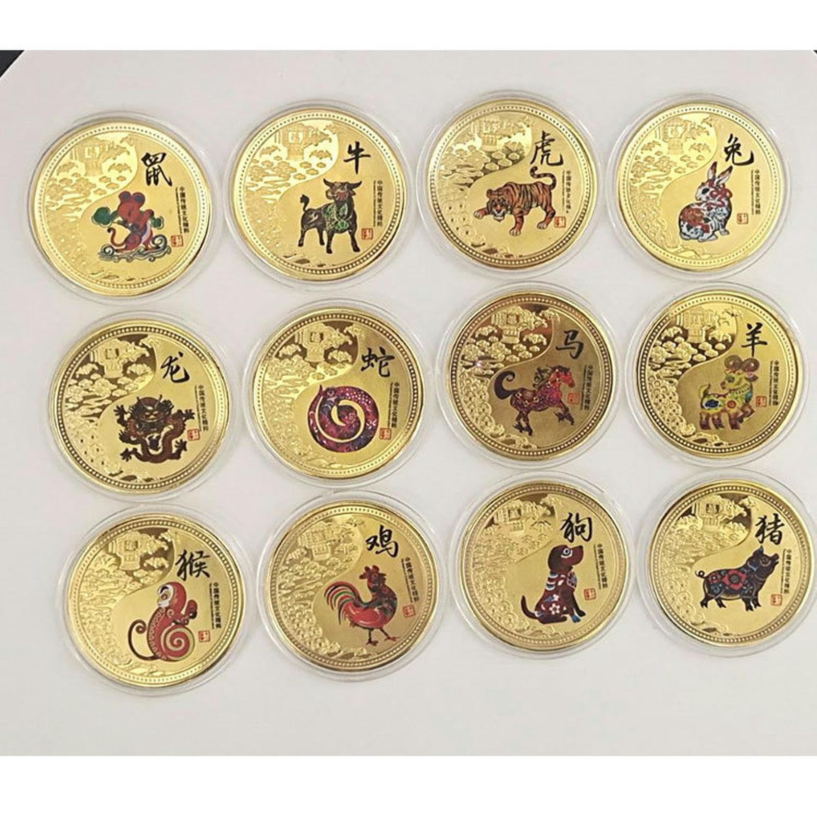 Medaglia di Colore Zodiacale Zodiaco Creativo Moneta d'oro Animale Piccolo Regalo - Serpente - 40 * 1,5 mm
