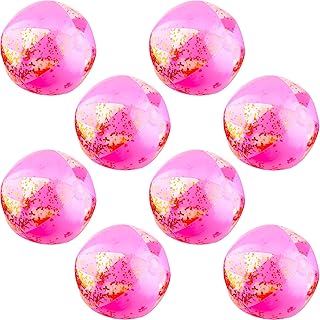 Sonarun 8 Pieces Inflatable Beach Ball Glitter Pool Party Balls Pink Confetti Summer Water Fun Game Balls for Adults Teens Swimming Pool Beach Party Favor