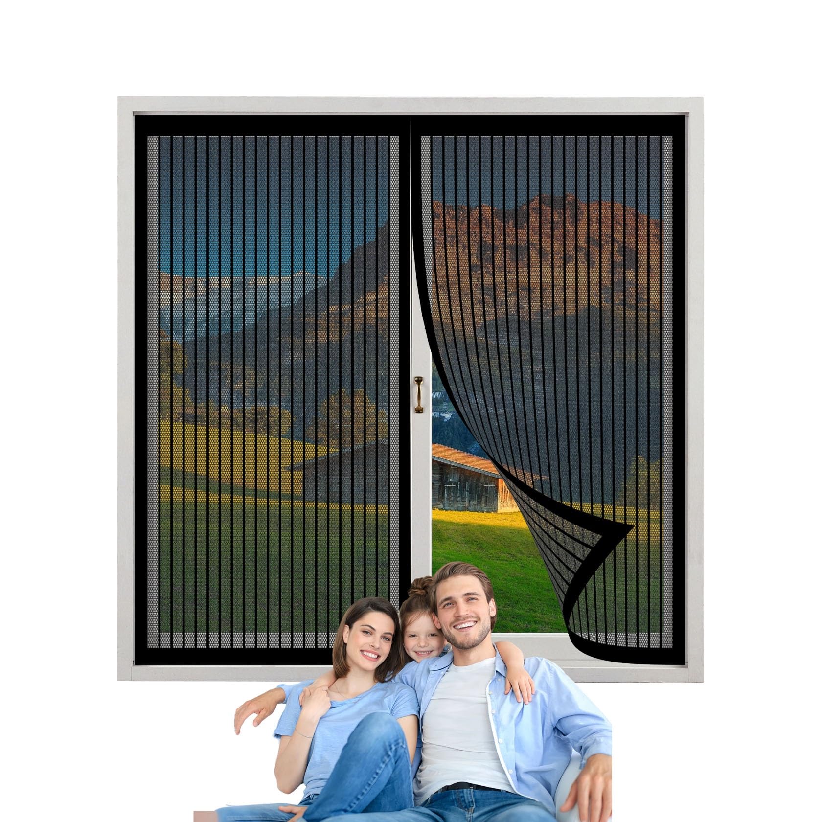 Lijiao Black Window Screen Mosquito Netting 45 X 110 Cm To Keep Fly Bug Mosquito Out Magnetic Window Screen Outdoor For Balcony Cellar Patio,