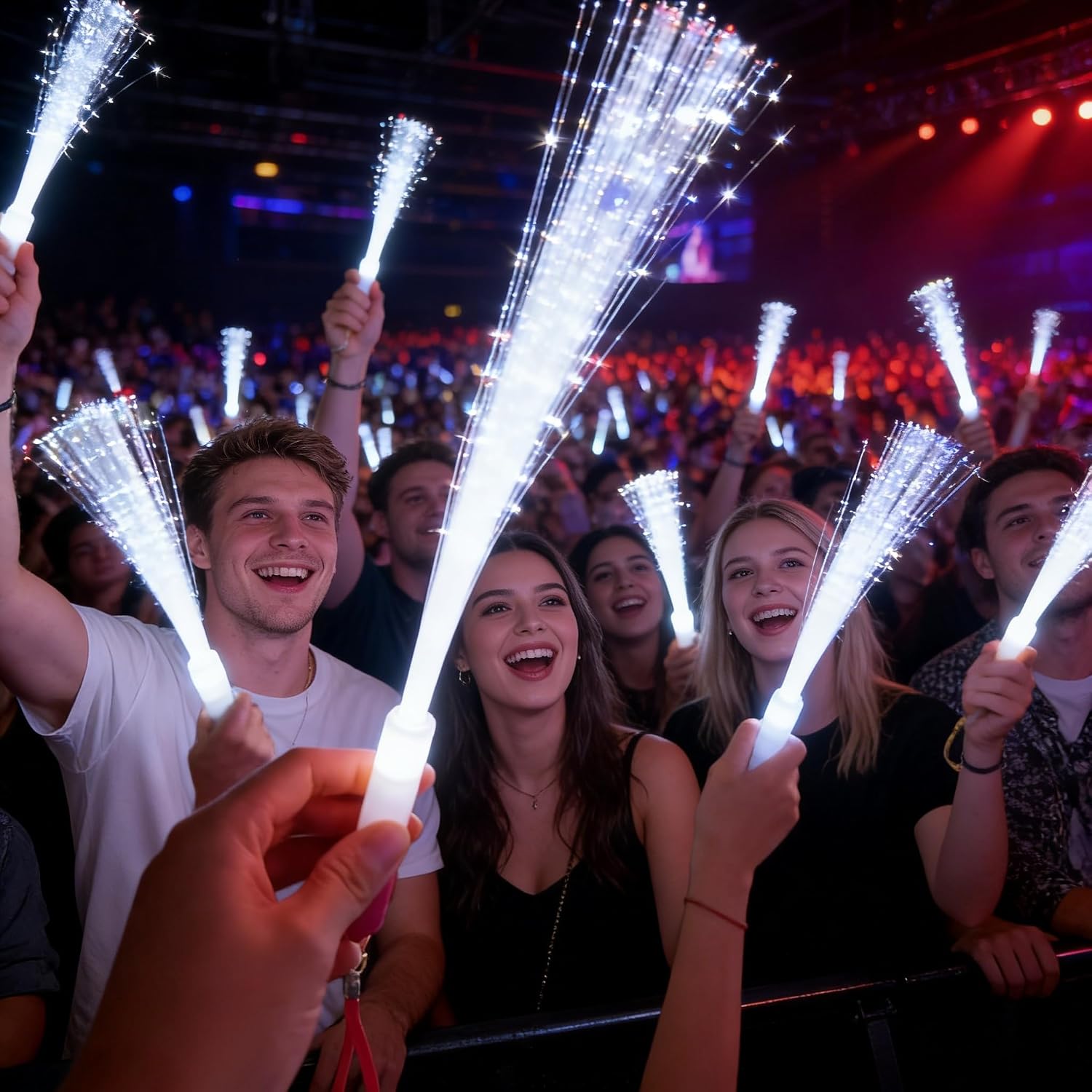 60 Pieces White Fiber Optic Sticks,LED Fiber Wands Glow Sticks with 3 Flashing Modes White Fiber Optic Light Rod for Celebration,Party,Concerts,Birthdays,Holidays,Weddings,Events (60 Pieces)