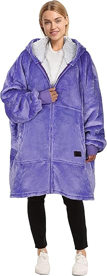 Women Men Winter Warm Sherpa Fleece Hoodie Zip UP Sweater Jacket Hooded Coat - Picture 36 of 45