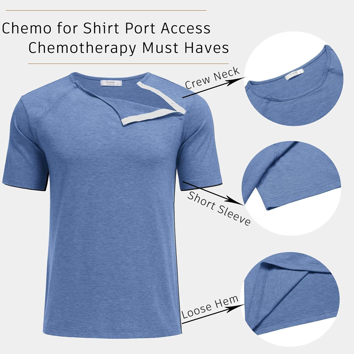Dyeek Chemo for Shirt Port Access Chemotherapy Must Haves Tear Away Side Snap Short Sleeve Post Shoulder Surgery Shirts - Image 5