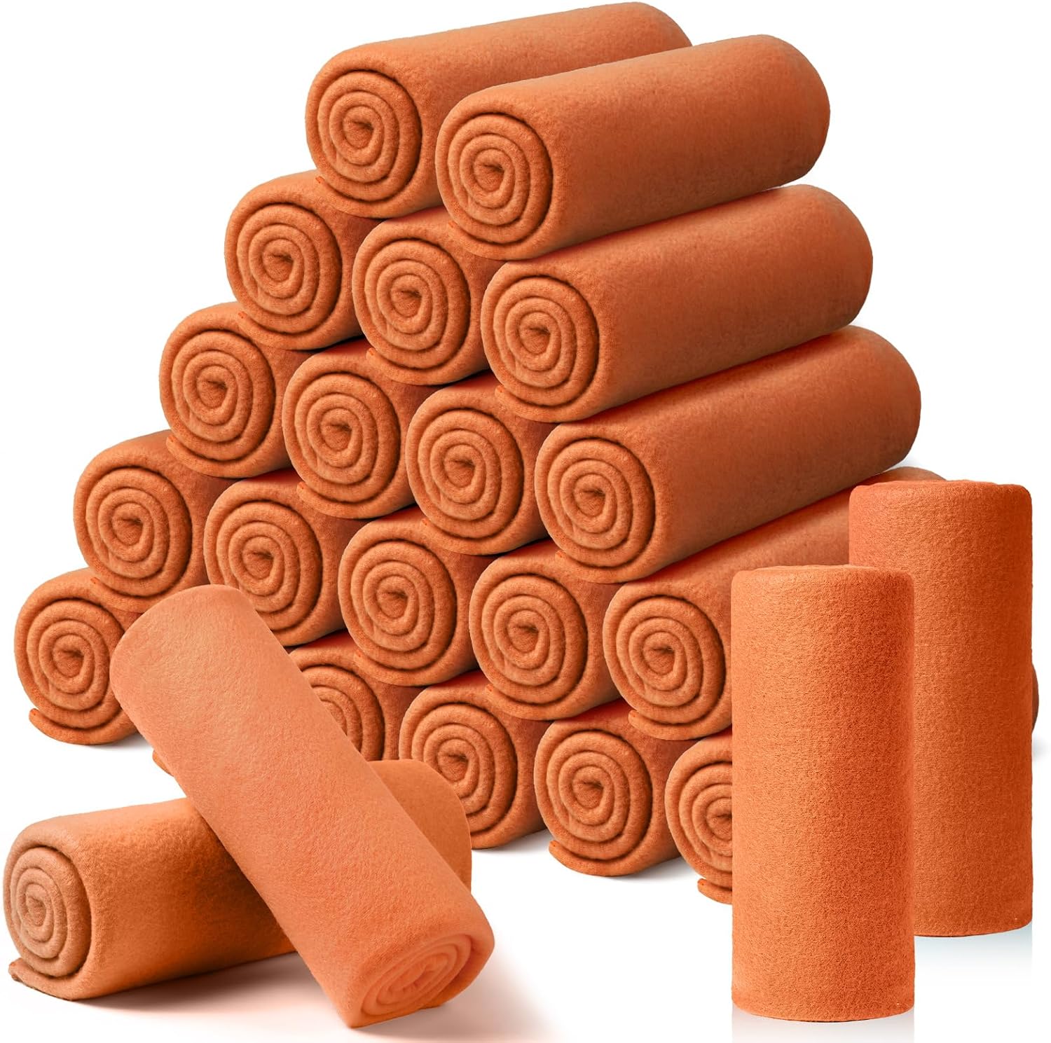 24 Packs Fleece Throw Blanket Soft Warm Lightweight Fleece Blanket Cozy Throw Bulk for Bed Couch Sofa Home Office Wedding Gifts Suitable for Seasons, 50 x 60 Inches(Pumpkin Orange)