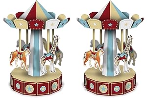Beistle 3-D Vintage Circus Carousel Party Centerpieces