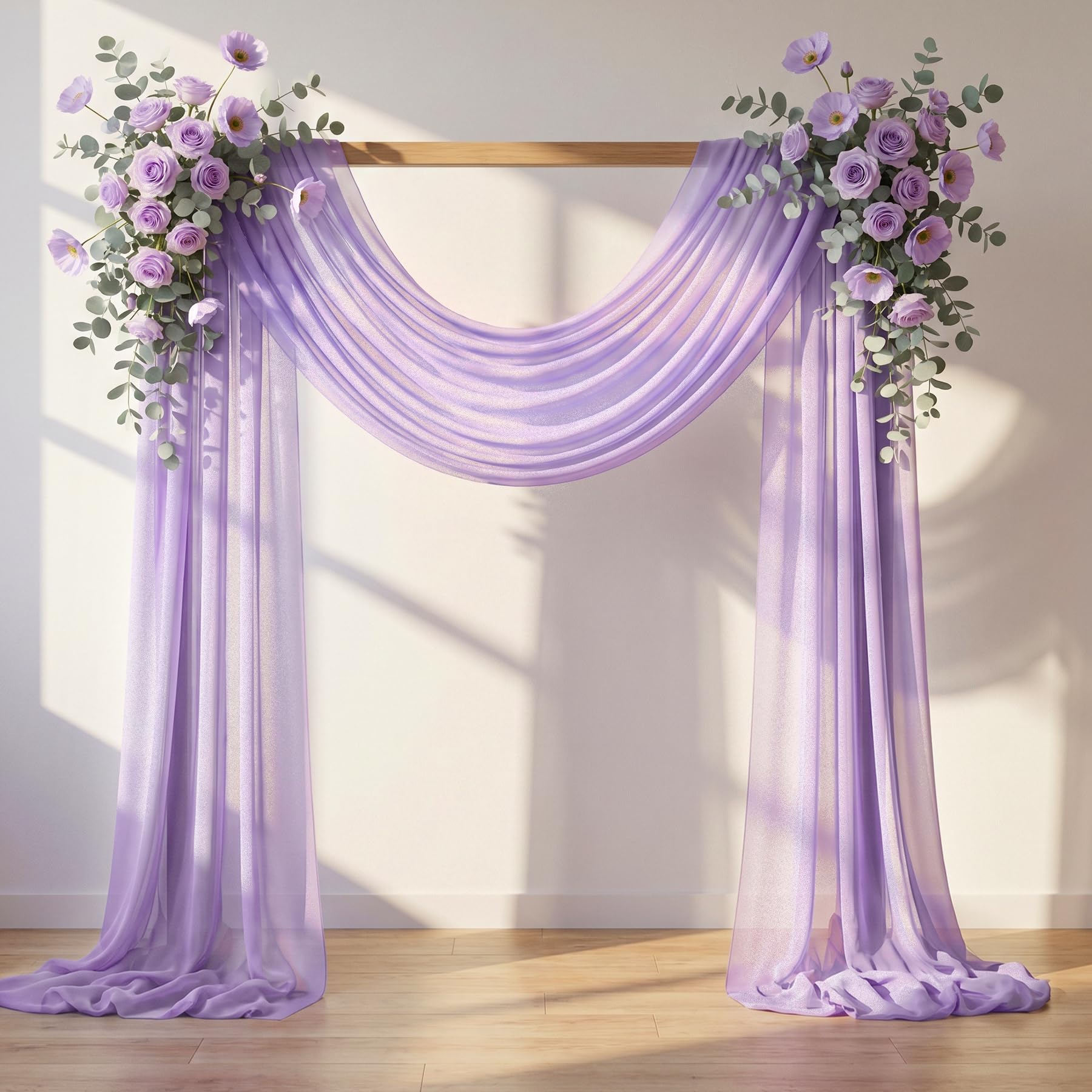 Wedding Arch Draping Fabric, 1 Panel 30" x 20Ft Lavender Sheer Curtain Drapes Extra Wide &amp; Long Backdrop Curtains for Bridal Shower Backdrop Outdoor Party Arches Church Ceremony Decoration
