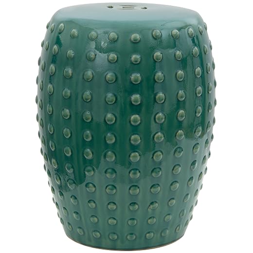 Red Lantern 18" Blue-Green Porcelain Garden Stool