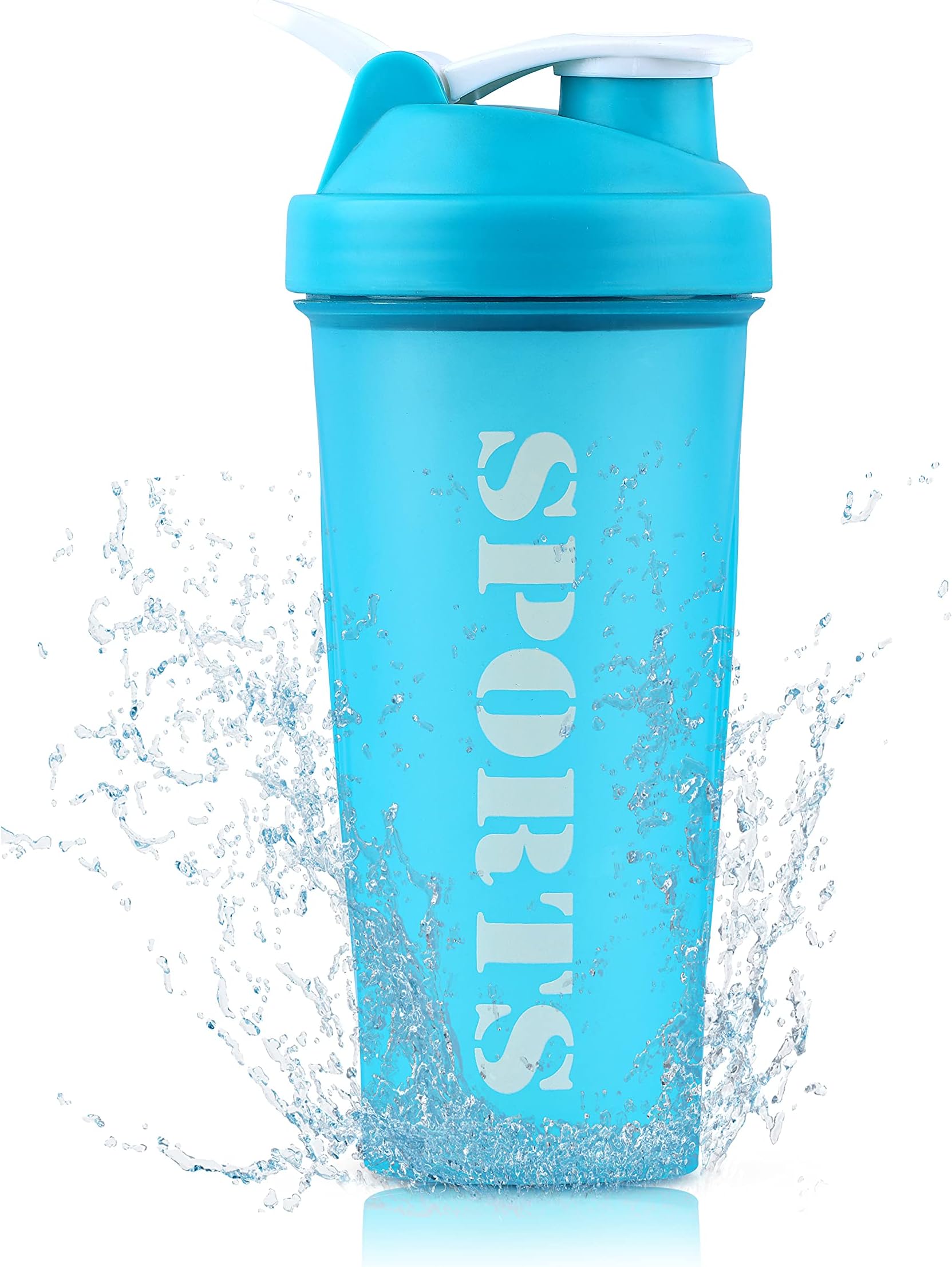 Zyro Sports Protein Gym Shaker Bottle with Stainless Steel Mixer Ball | Ideal Gym Bottle for Men's & Women's Shaker For Protein Shake (650 ml,Turquoise,Plastic, Pack of 1)