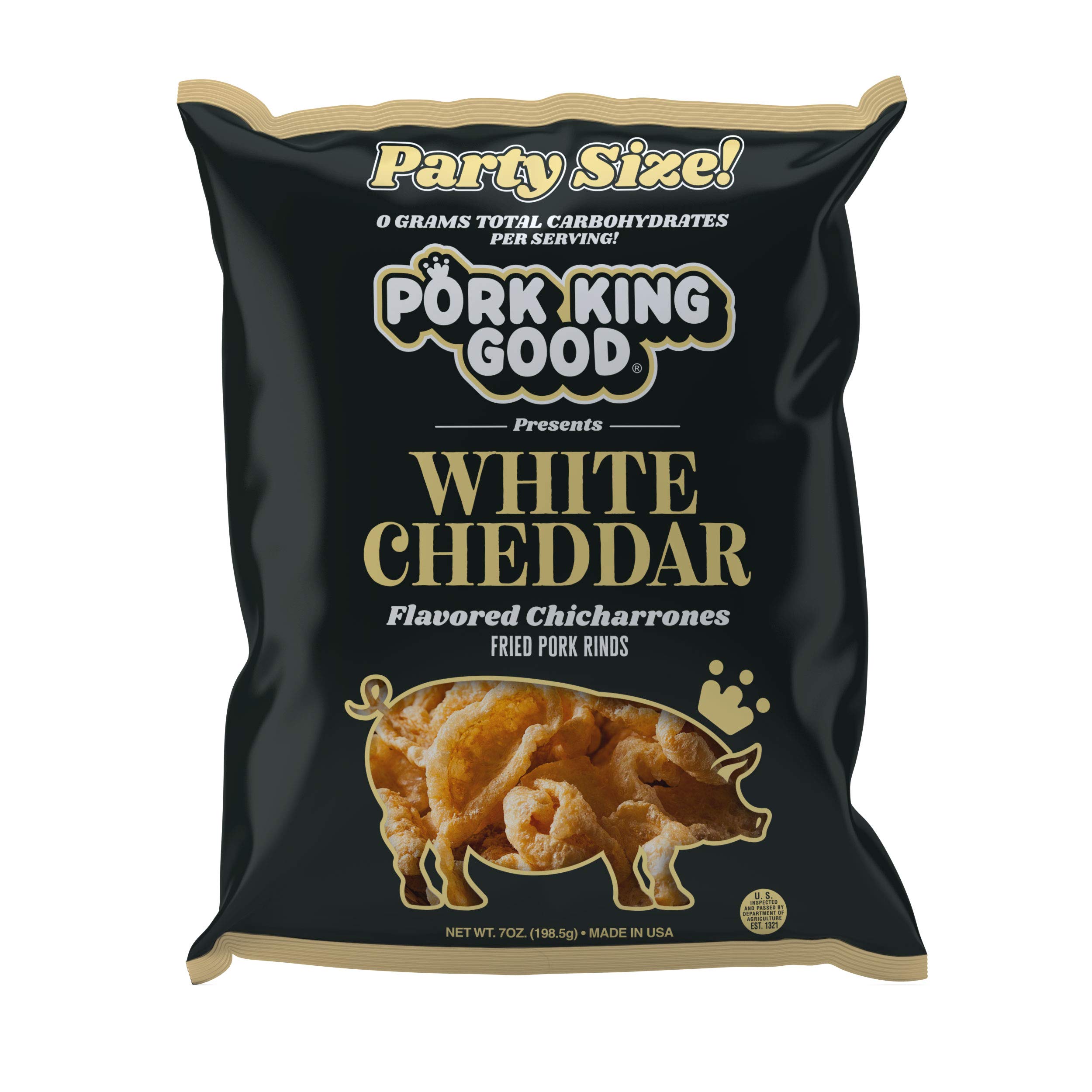 Pork King Good White Cheddar Pork Rinds 7 OZ FAMILY SIZE (Chicharrones
