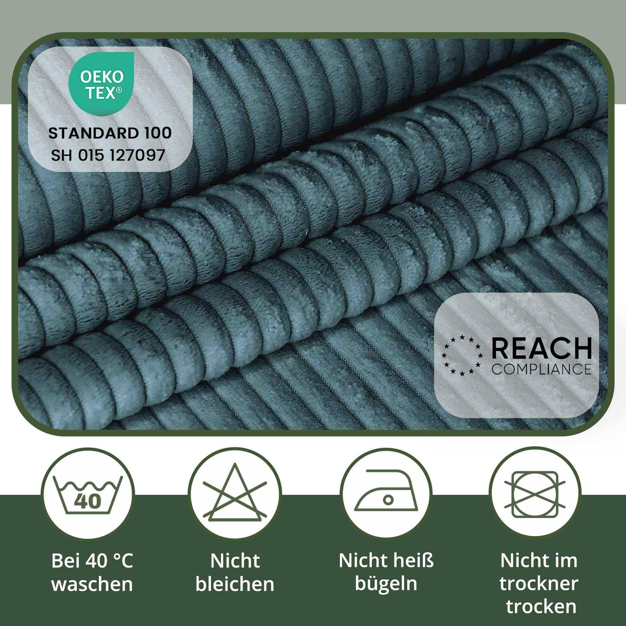 DreamRoots Sitzsack Erwachsene Cord oder Kinder - Bean Bag Sofa - Sitzsack Cord mit Hocker und Bezug - Sitzsäcke mit Füllung 90x90x100 cm Ocean Depths