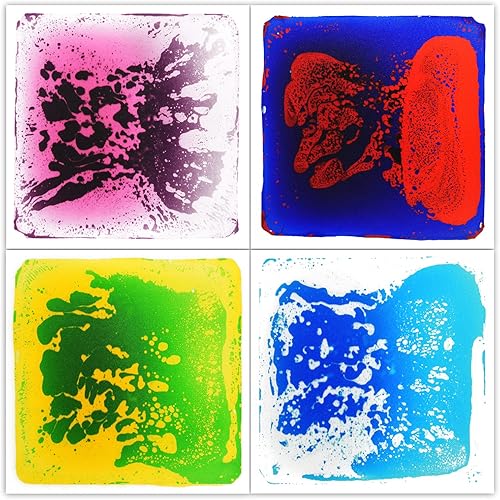 LONGKING Paquete de 4 azulejos sensoriales de 12 x 12 pulgadas para centros de juego de actividades para niños, azulejos líquidos, poductos