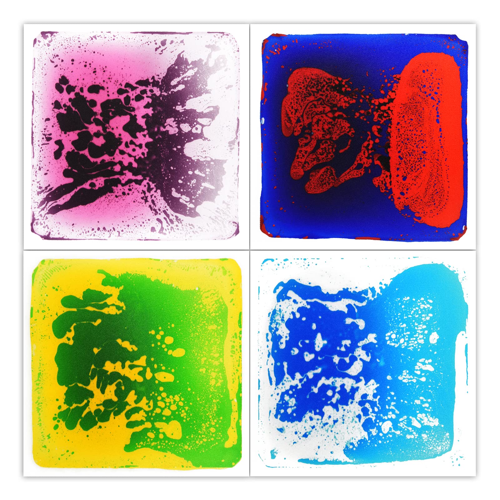 LONGKING 4 Sensory Tiles, 12" X 12" Liquid Tiles, 4 Colors