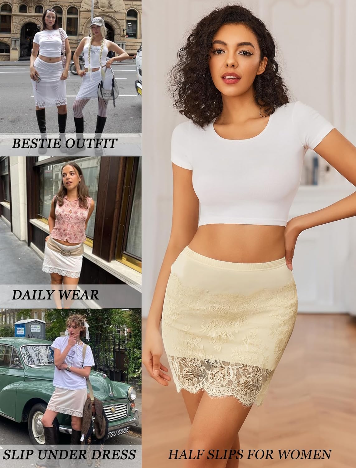 Avidlove Half Slips for Women Slip Skirt Lace Underskirt Anti-Slip Static Resistant Short Underdress Solid Dress - Image 4