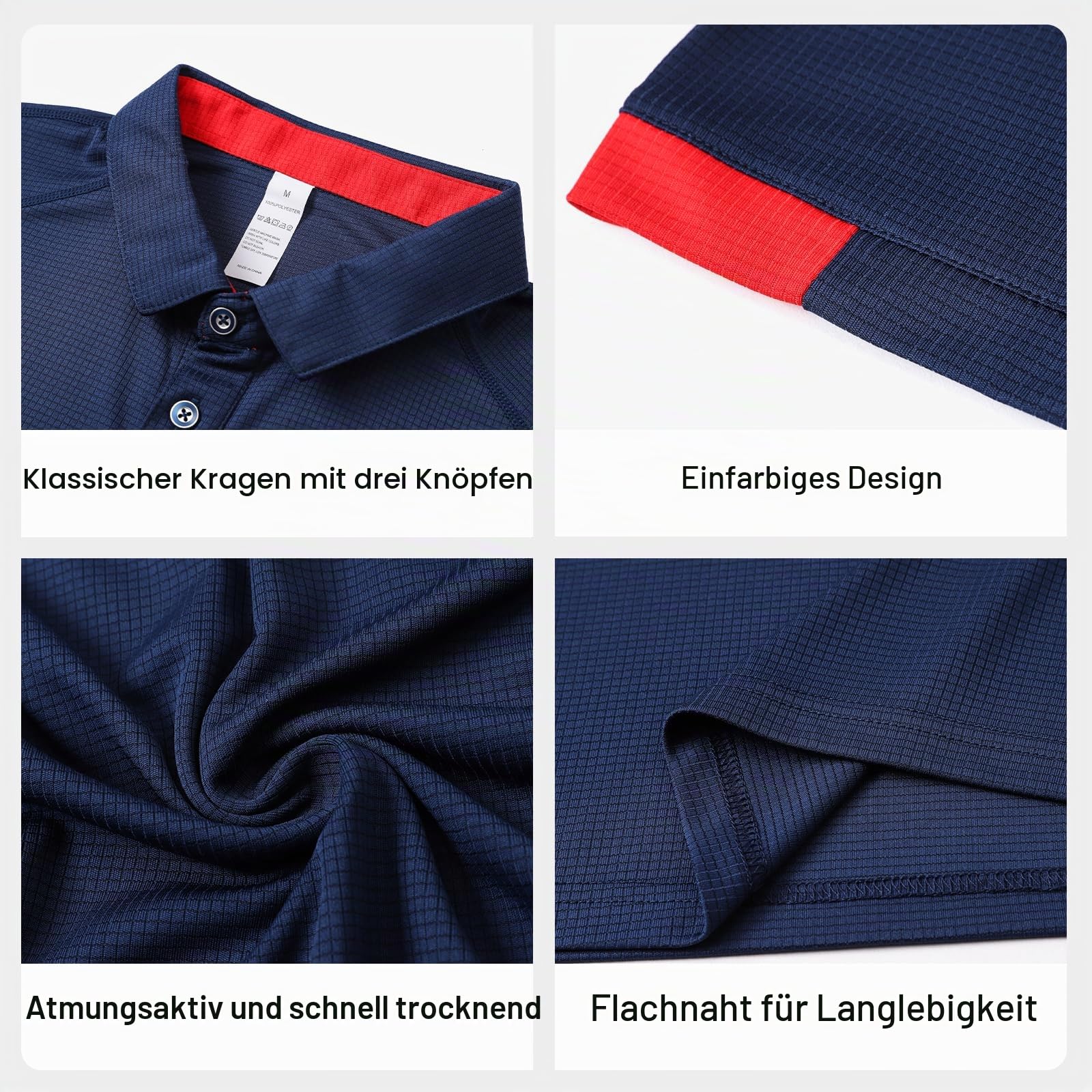 HUAKANG 3er Pack Poloshirt Herren Kurzarm Schnelltrocknend Atmungsaktives Tennis Poloshirt Herren Sommer Sports Golf T-Shirt