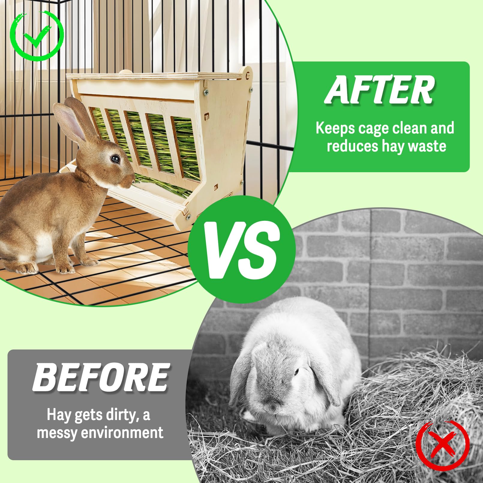 kathson Rabbit Hay Feeder Wooden Bunny Hay Rack Guinea Pig Hay Holder Chinchilla Hay Manger for Hamster Ferrets and Other Small Animals - image 5