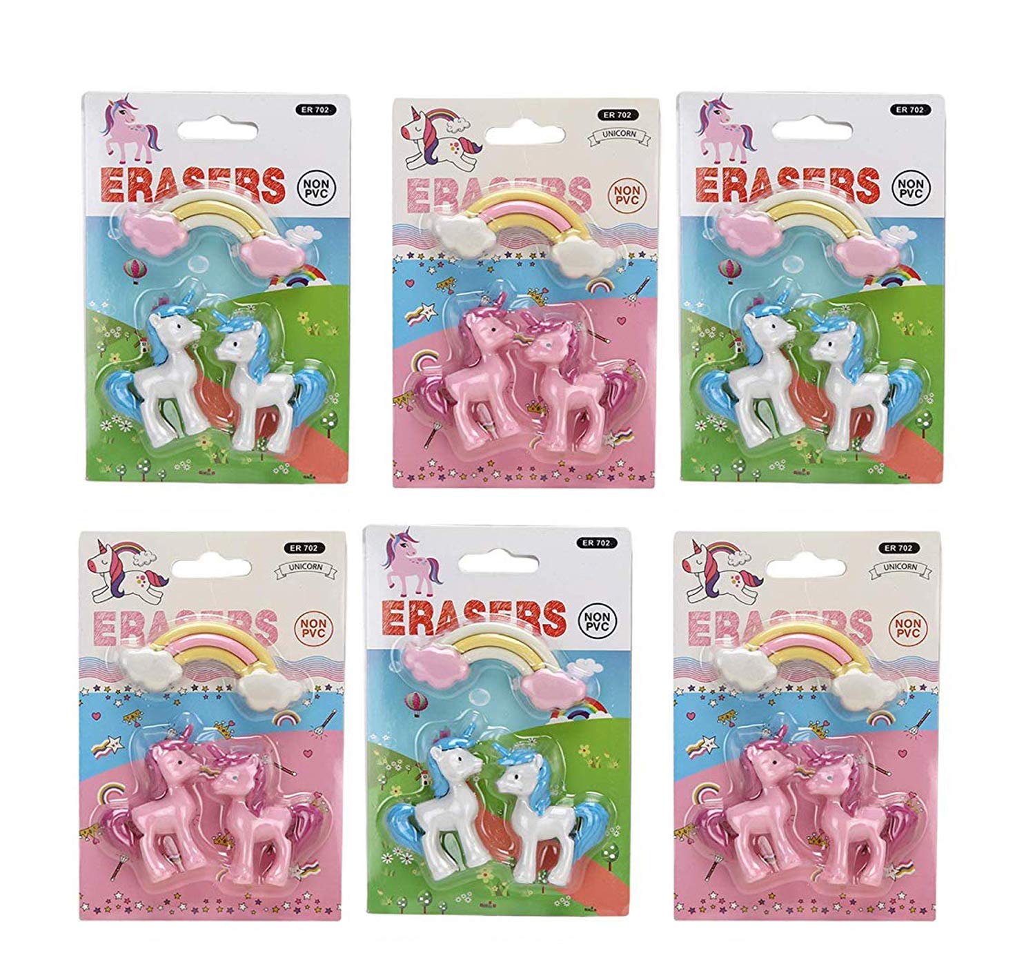 GoMerryKidsMagical Unicorn Eraser Pack -Set of 6