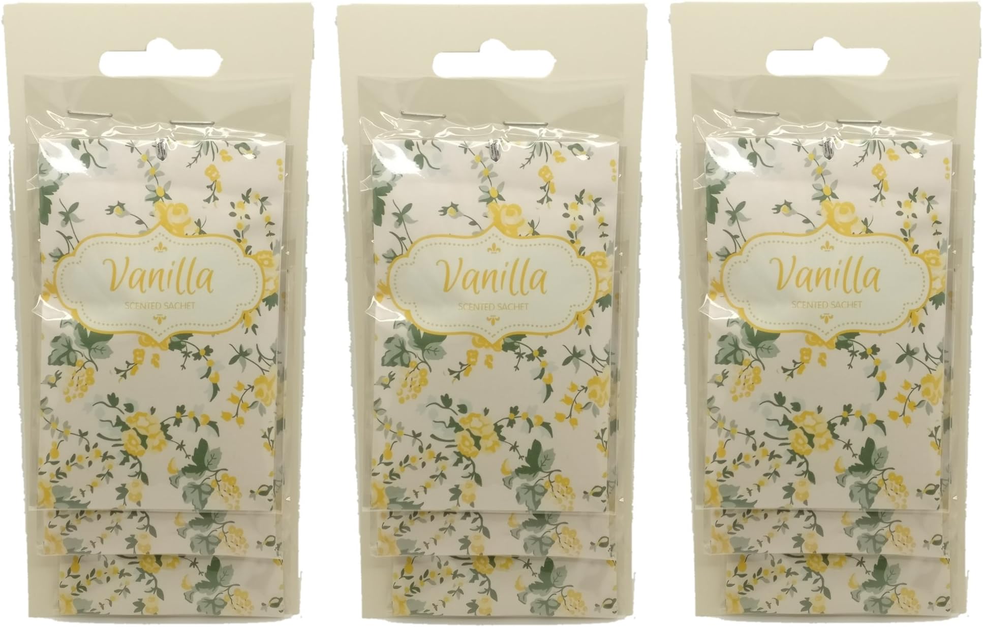 - Pack of 9 - Vanilla Scented Fragrance Hanging Sachet Freshens Clothes / Car / Wardrobe / Draws