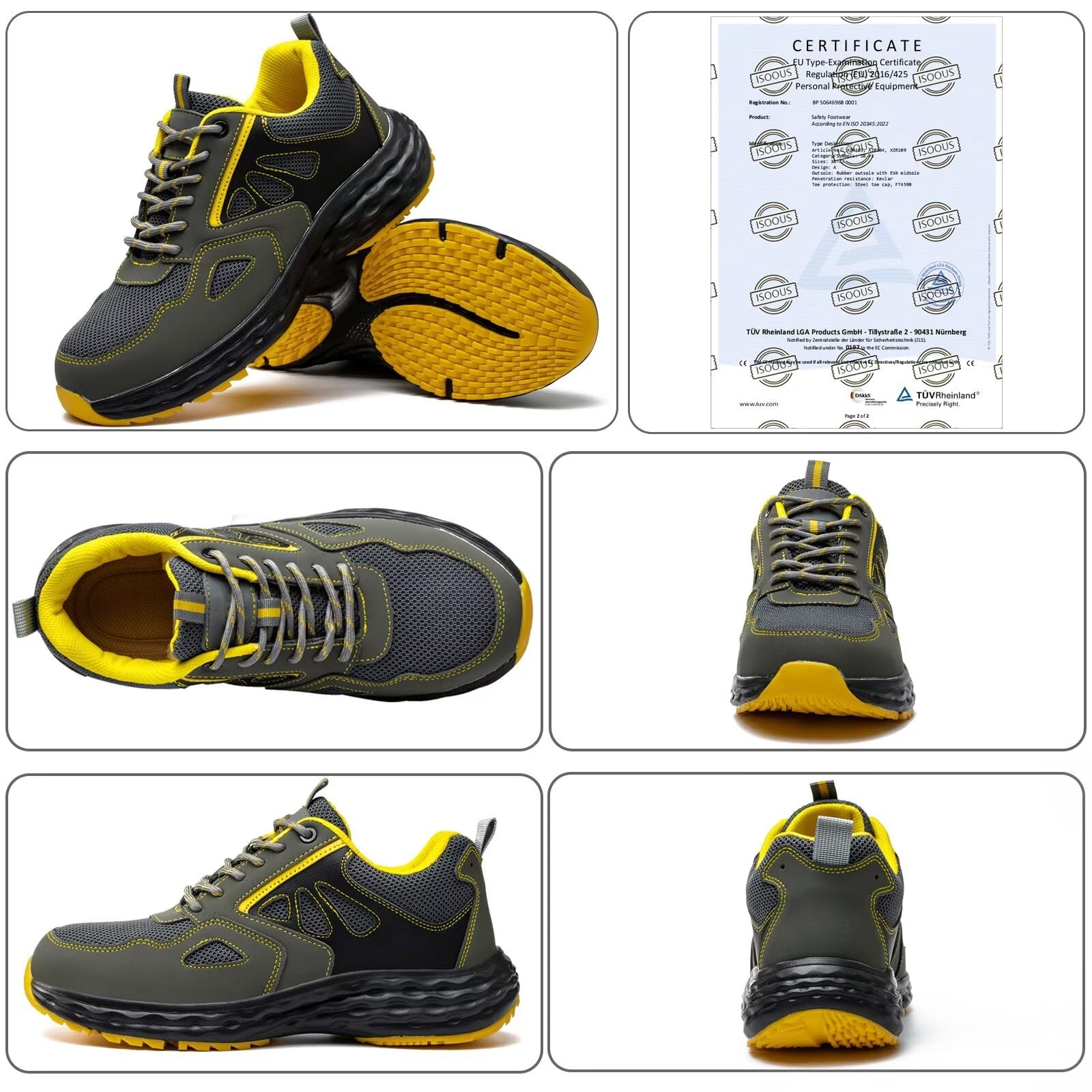 Scarpe Antinfortunistiche Uomo Donna Scarpe da Lavoro Leggero Comode Traspiranti Punta in Plastica Antiscivolo Cucina