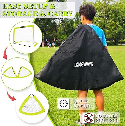 Miniatura 5 de Portería de fútbol Red plegable para niños y jóvenes Portería de fútbol interior + exterior con bolsa de transporte Fácil instalación Varios