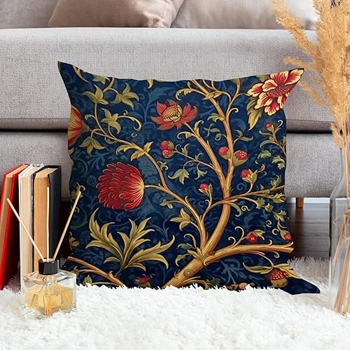 Miniatura 4 de ArogGeld Cojín botánico de lino blanco con flores de olivo burdeos, color azul marino y rojo, floral, blanco, funda de cojín para sofá, chinoiserie